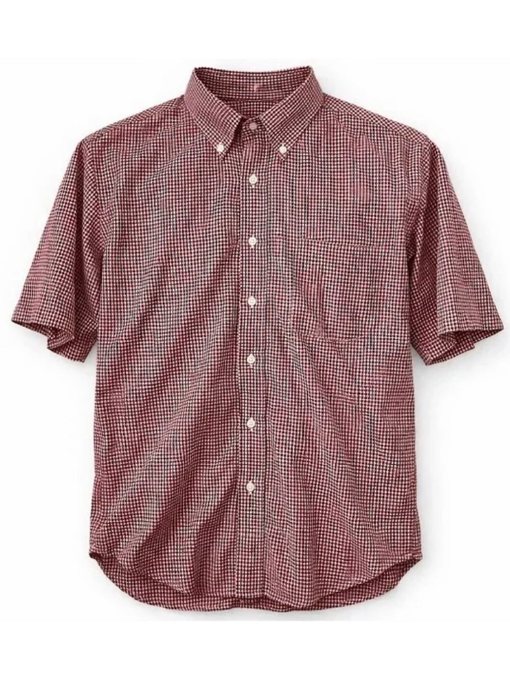 L.L. Bean Vintage Red Gingham Plaid Cotton Button Down Shirt Size L
